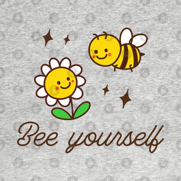 "Bee Yourself" funny pun with yellow bee and chrysanthemum - Confidence and self-expression t-shirt by Nine Tailed Cat